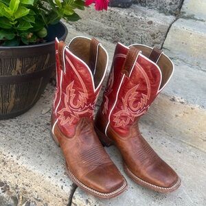 Men's Brown and Red Western Boots